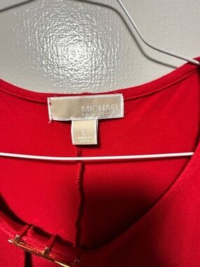 Michael Kors Bright Red blouse with Gold Buckle Detail